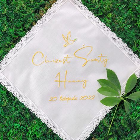 Szatka do chrztu gołąb z gałązką oliwną - 2